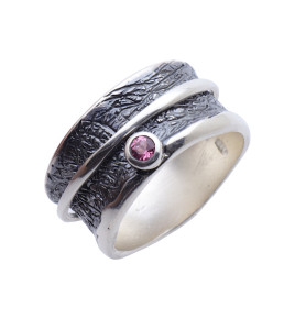 bague argent tourmaline rose
