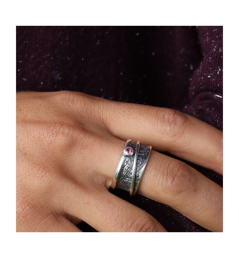 bague pierre tourmaline rose