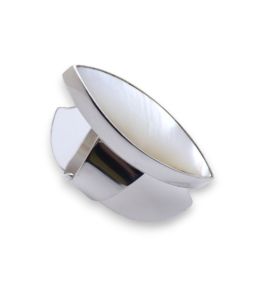 bague nacre blanche argent