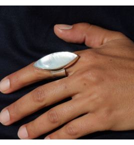 bague nacre argent