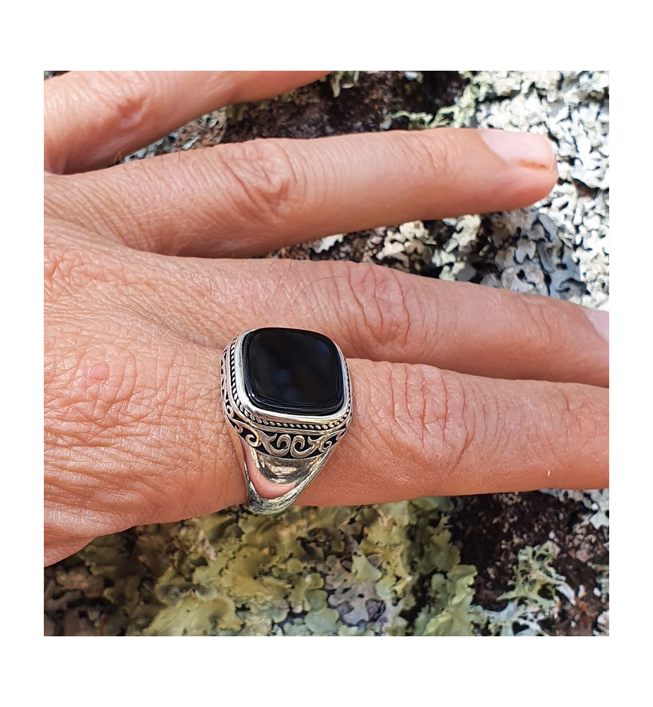 bague homme onyx noir