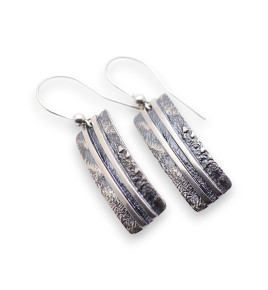 boucle d'oreille rectangle argent