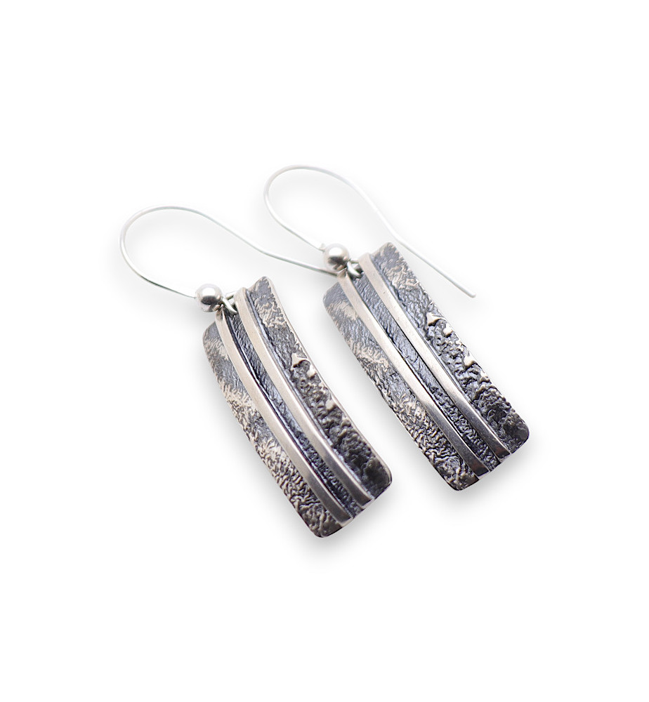 boucle d'oreille rectangle argent