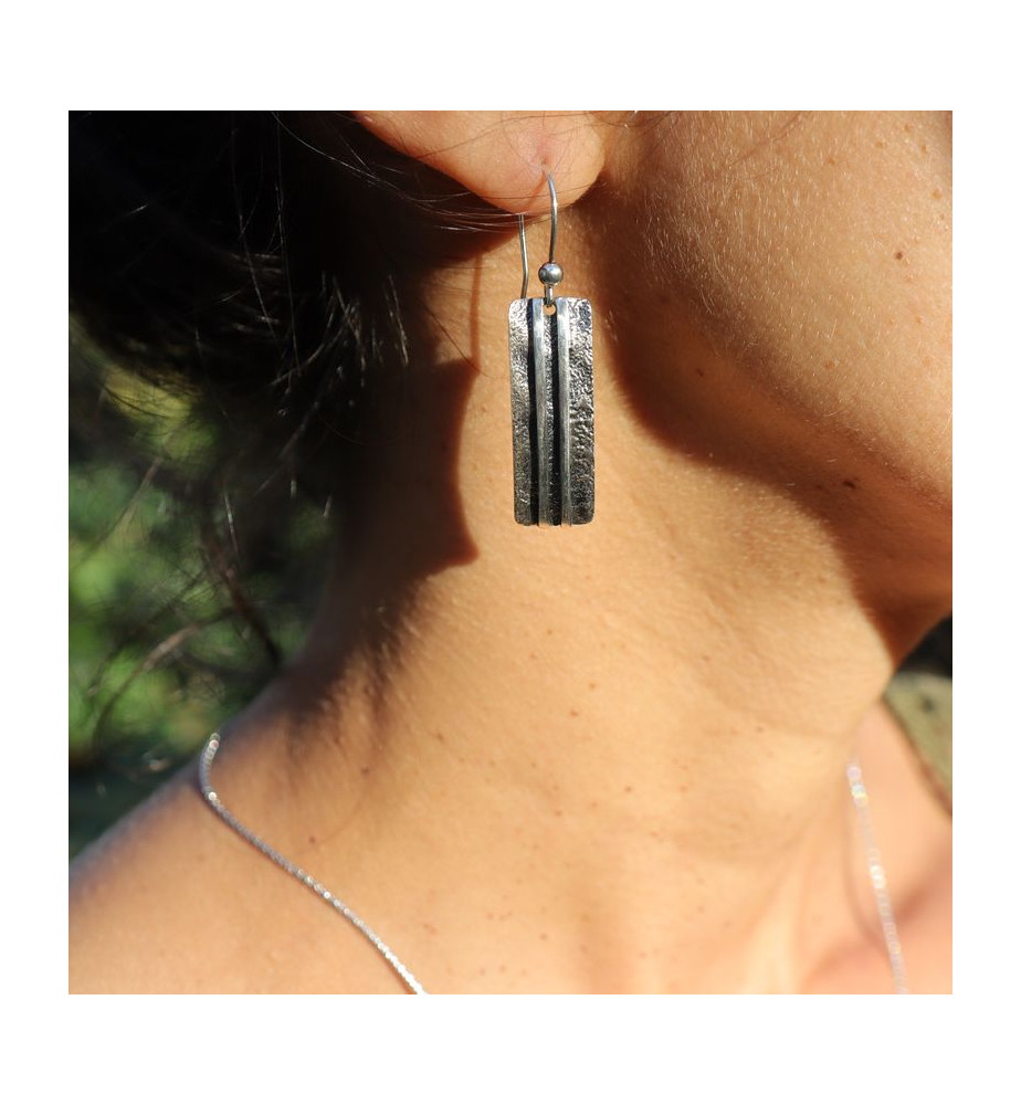 boucles d'oreilles rectangulaires argent