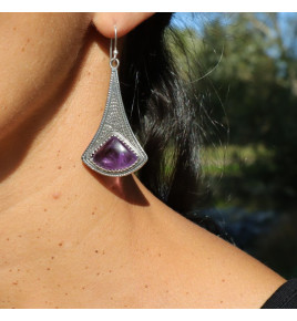boucles d'oreilles améthyste argent