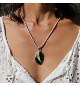 pendentif argent pierre verte