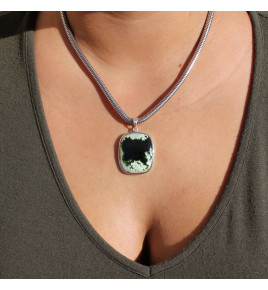 pendentif argent pierre verte