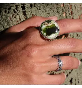 bague argent pierre verte