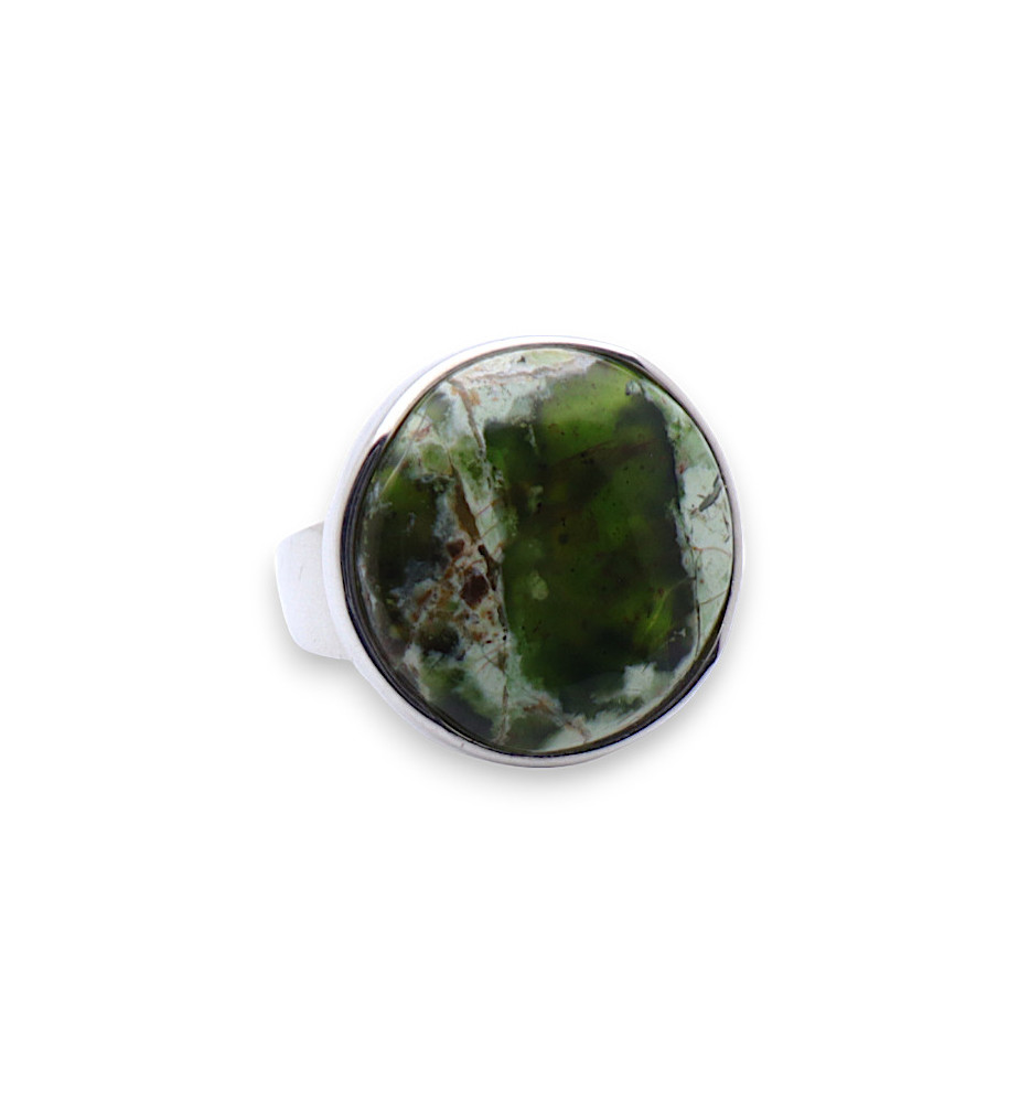 bague argent pierre verte