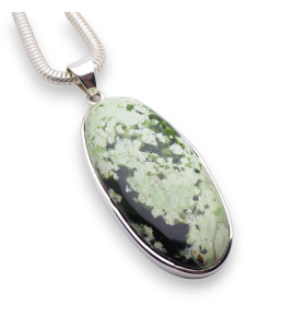 pendentif argent pierre verte