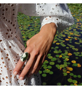 bague argent pierre verte