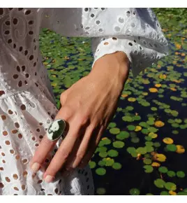 calcédoine chrome bague