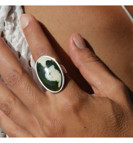 bague argent calcedoine