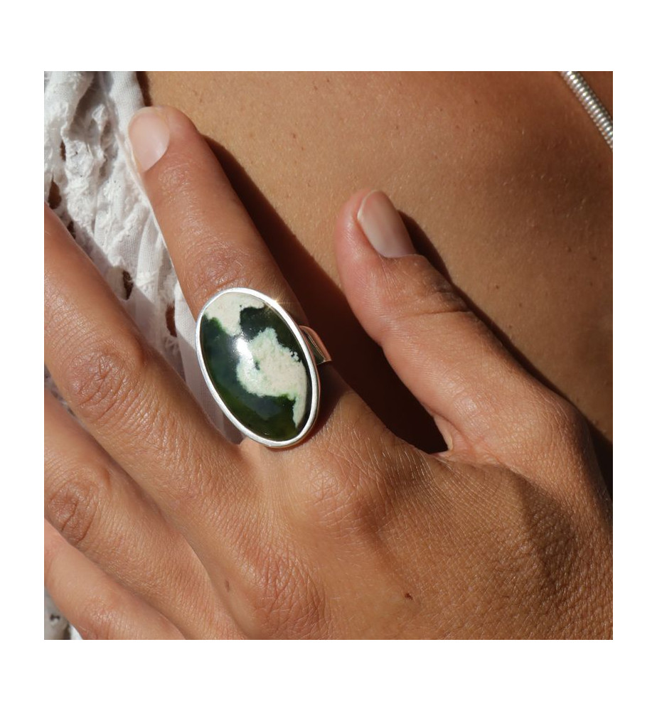 bague argent calcedoine