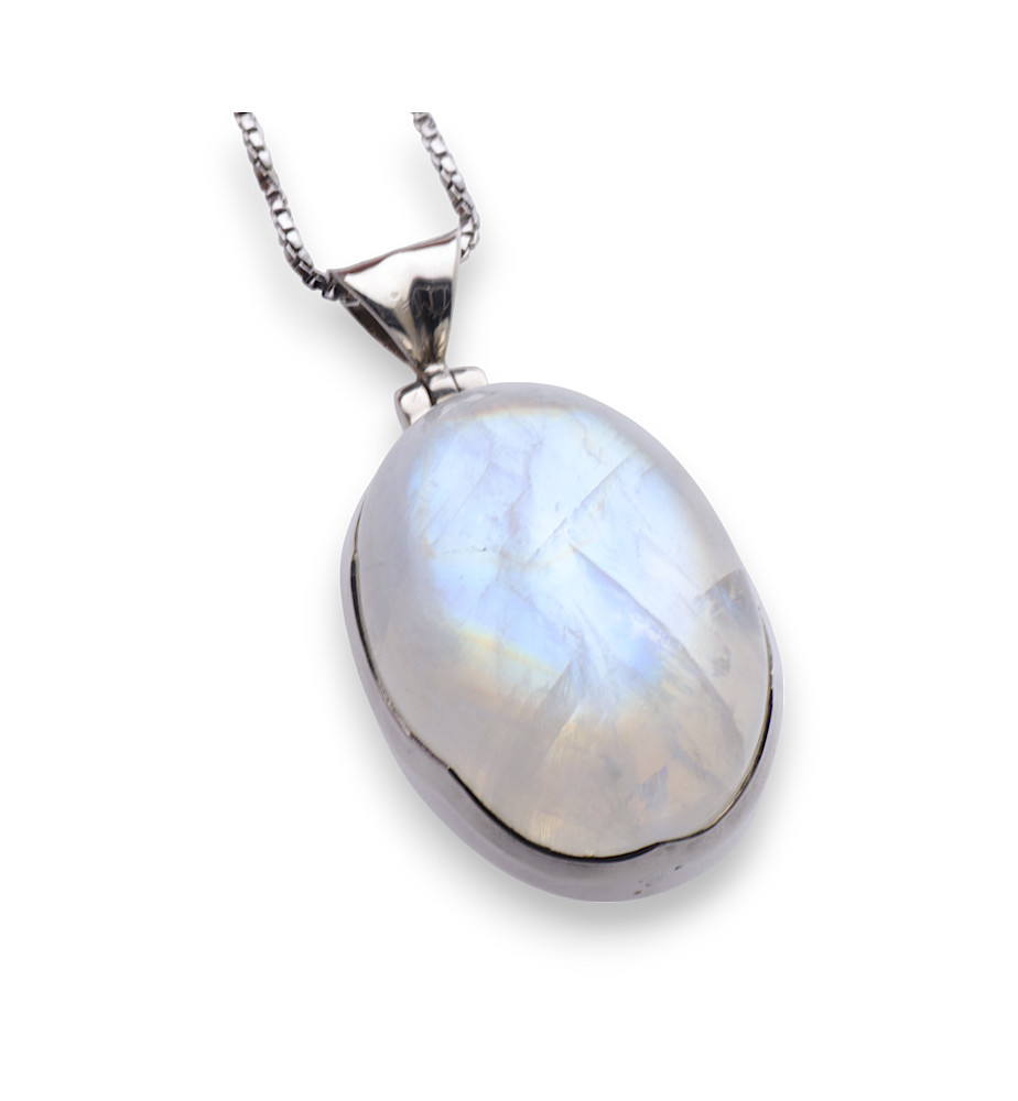 Ancien Pendentif Argenté Avec Pierre - Métal Argenté - Travail Fin - Occasion