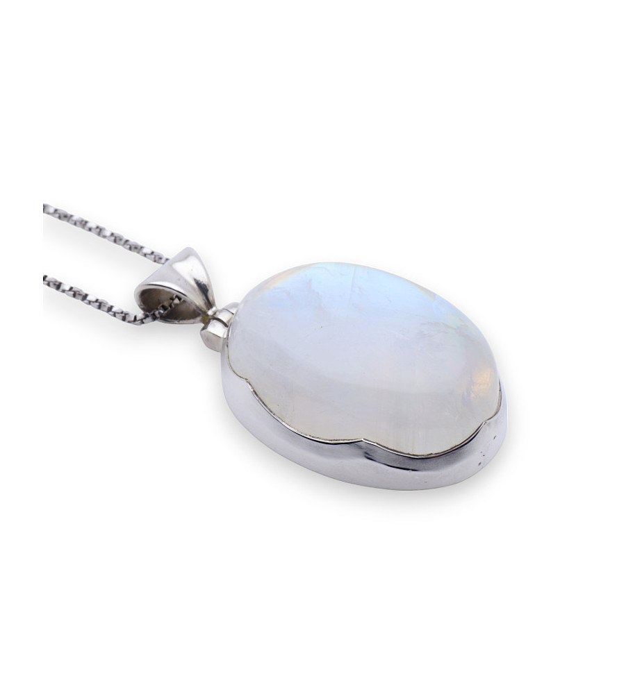 pendentif pierre de lune blanche