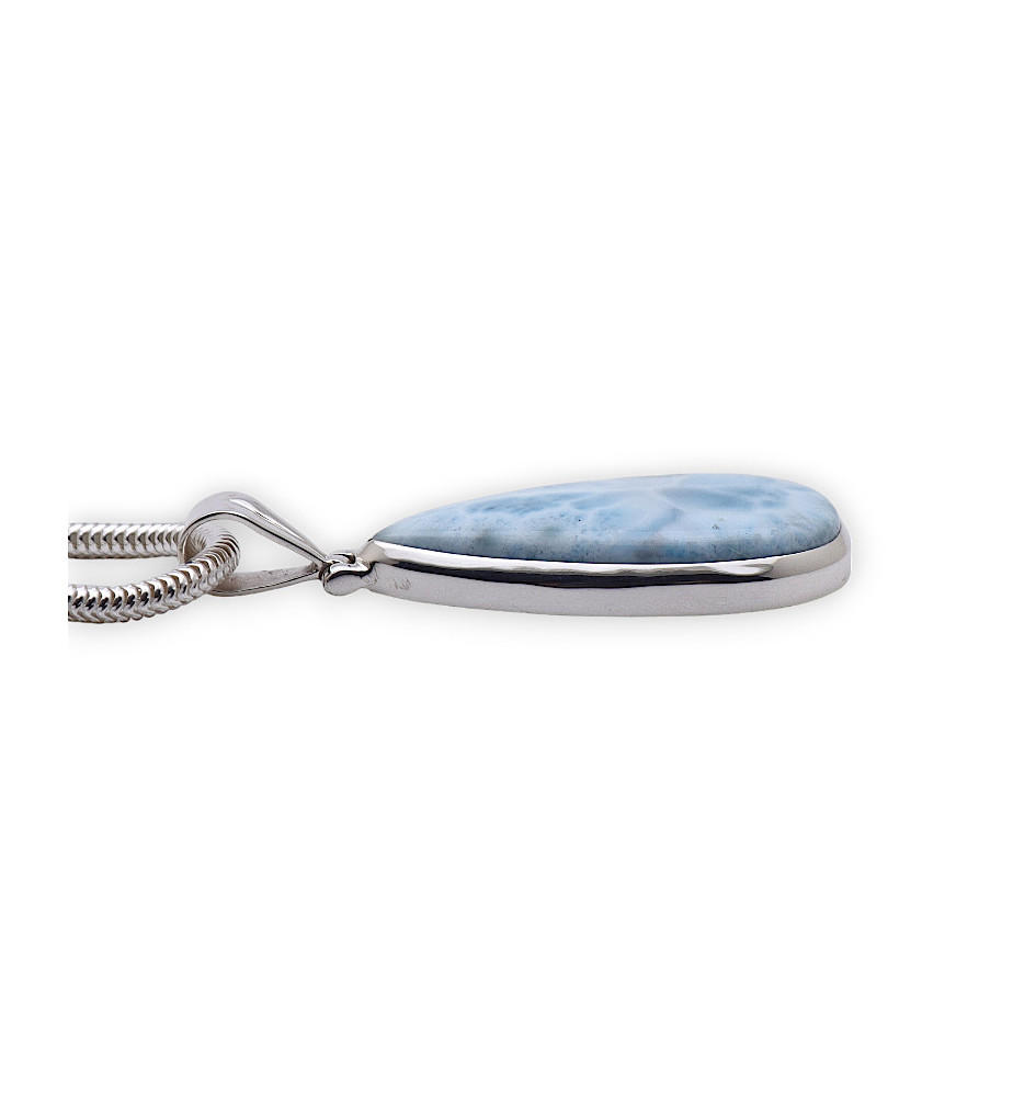 Beau #37 Bleu Larimar Collier Pendentif Avec Collier Chaîne
