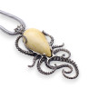 pendentif argent ambre jaune