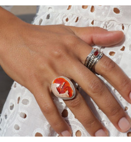 bague argent et opale