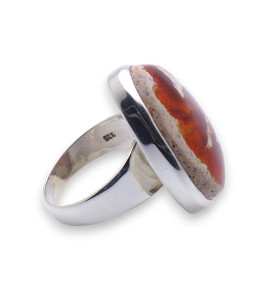 bague argent et opale de feu