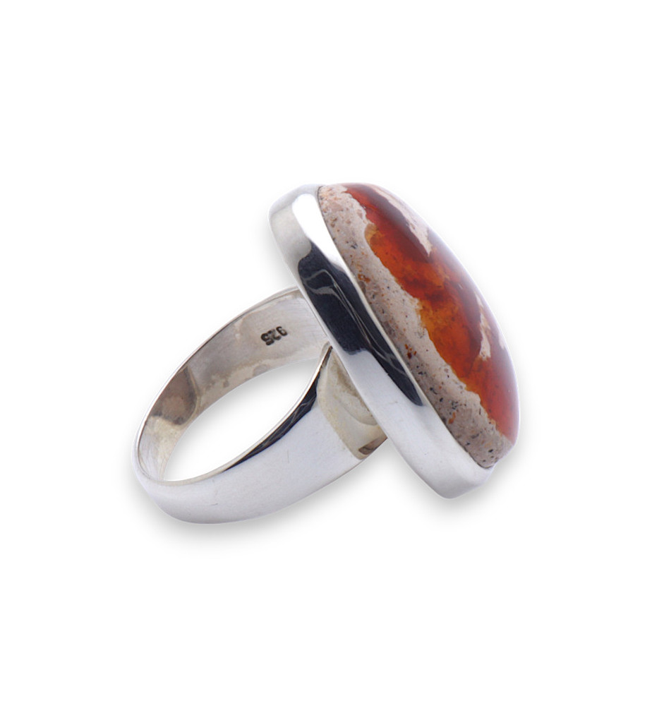 bague argent et opale de feu
