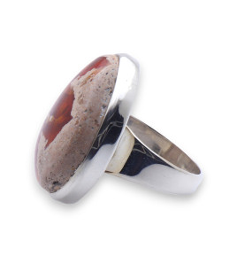 bague argent et pierre orange