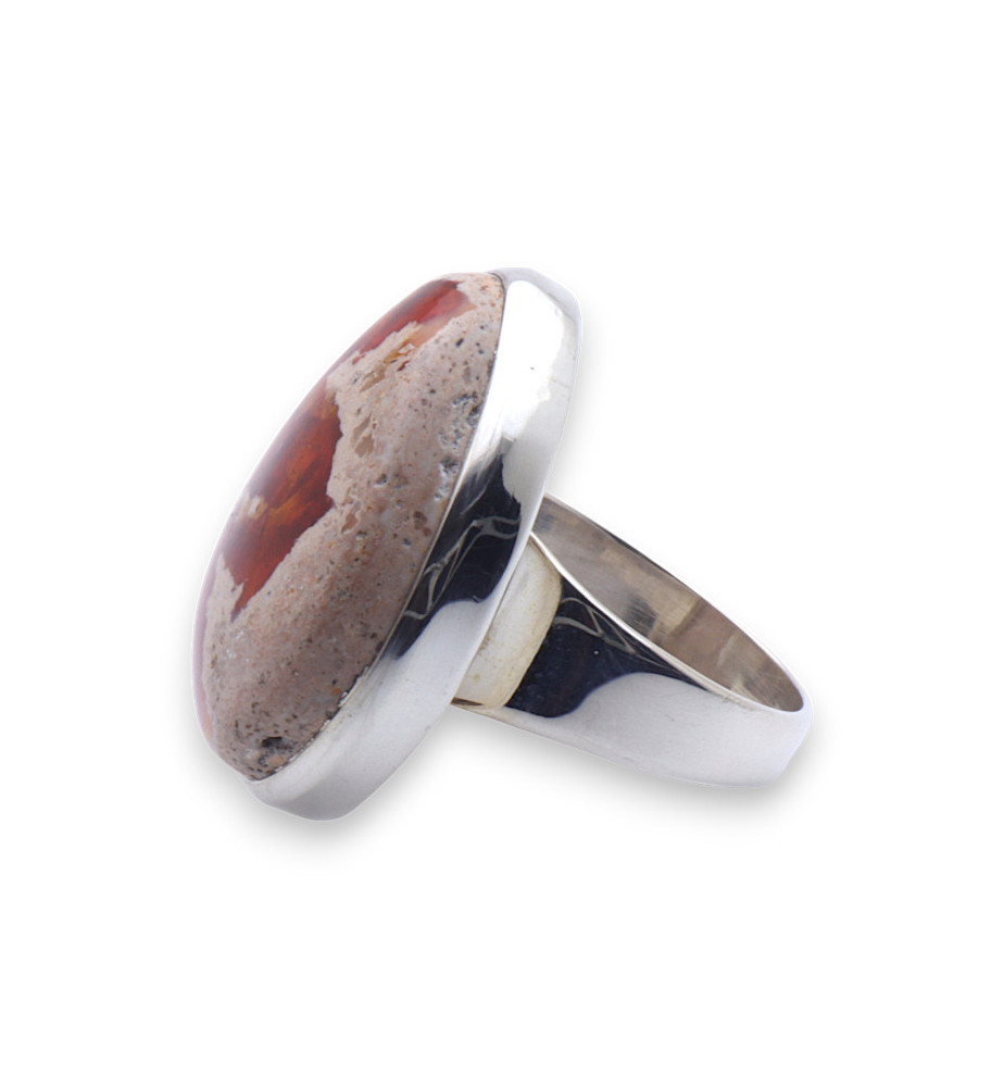 bague argent et pierre orange