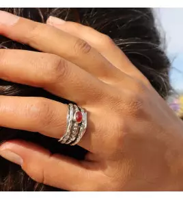 bague argent avec pierre orange