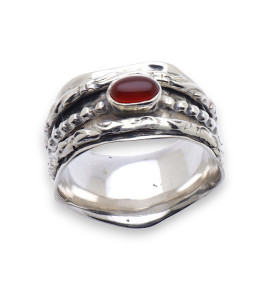 bague argent pierre orange