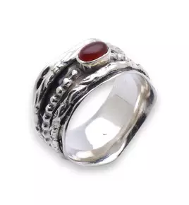 bague argent avec pierre orange