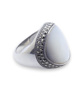 bague nacre blanche argent