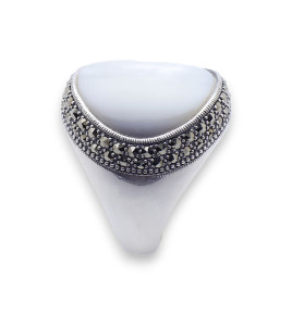 bague argent nacre blanc