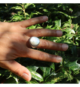 bague nacre blanche marcassite argent