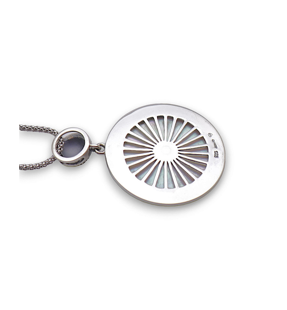 Pendentif Ancien En Argent Massif 925 - Style Art Nouveau / Déco - Cercle - Breloque Créateur