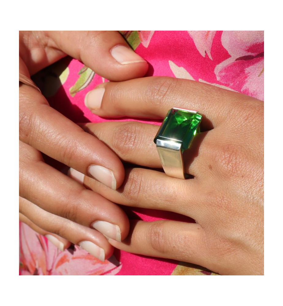 bague obsidienne argent