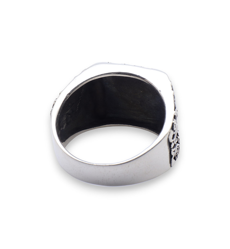 bague homme argent onyx as de pique