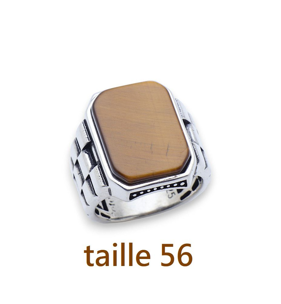 bague homme argent oeil de tigre