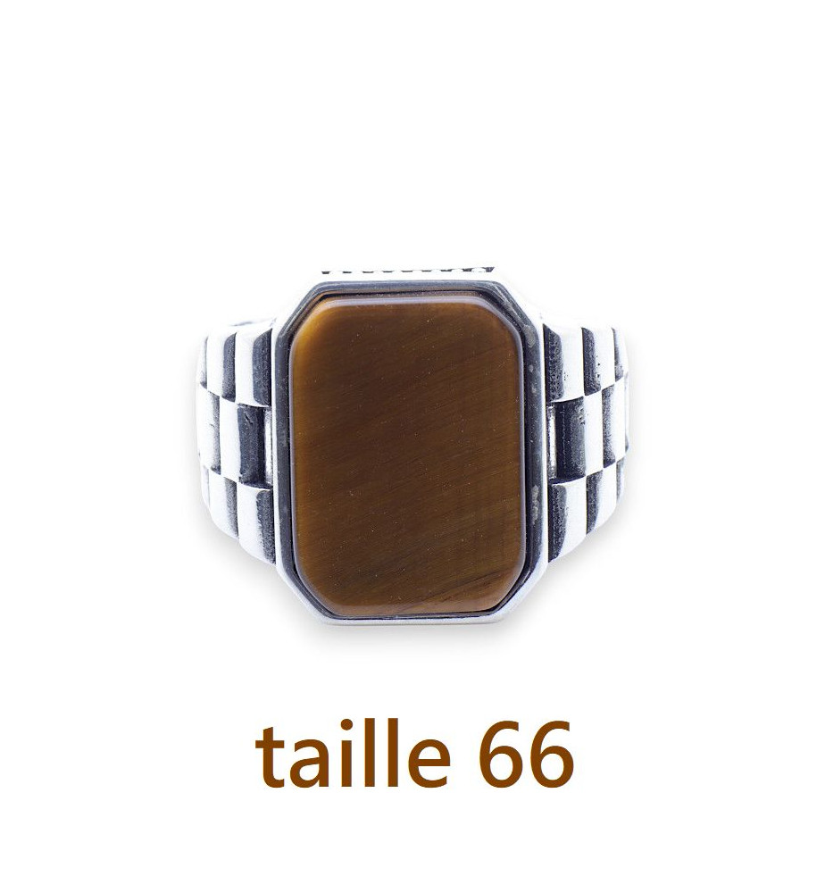 bague homme avec pierre oeil de tigre