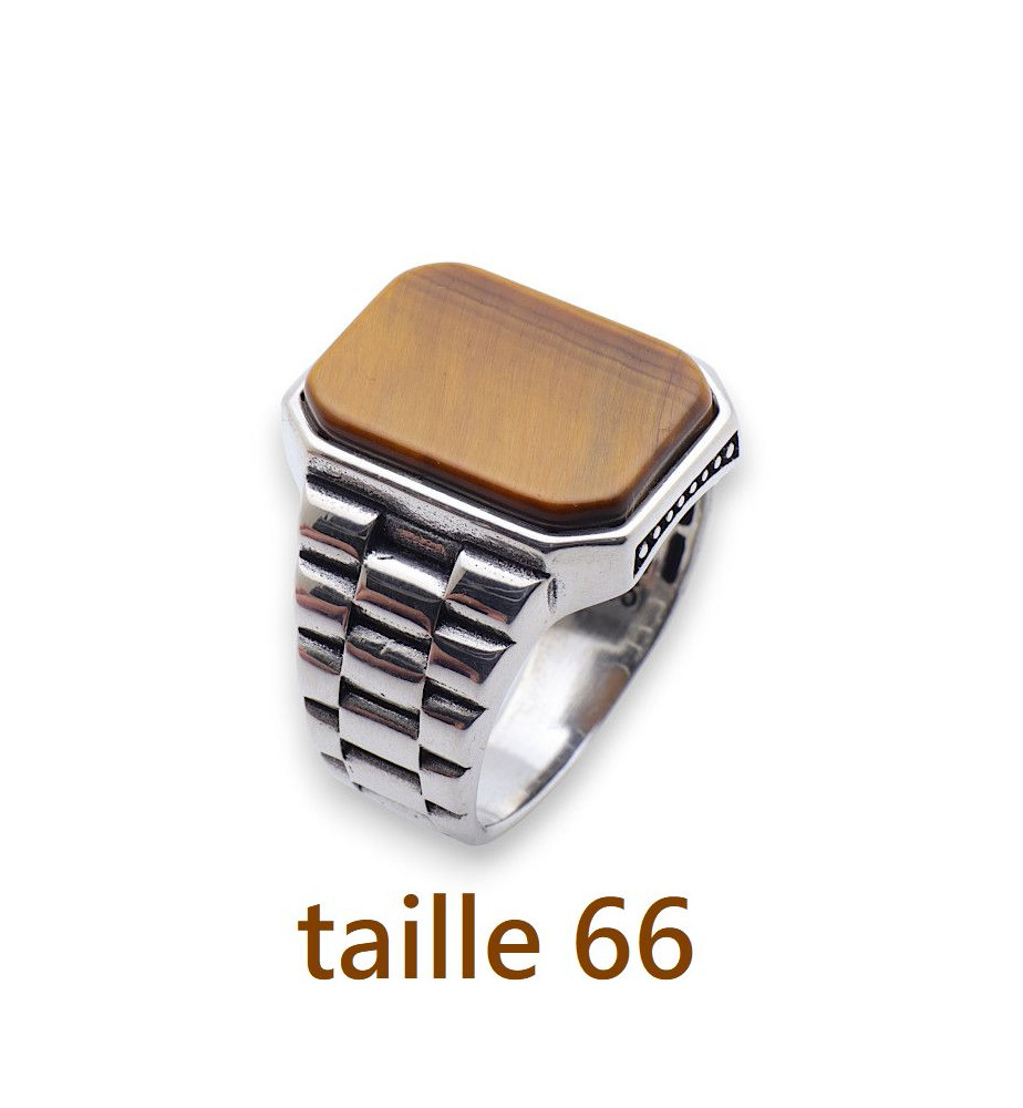bague oeil de tigre homme