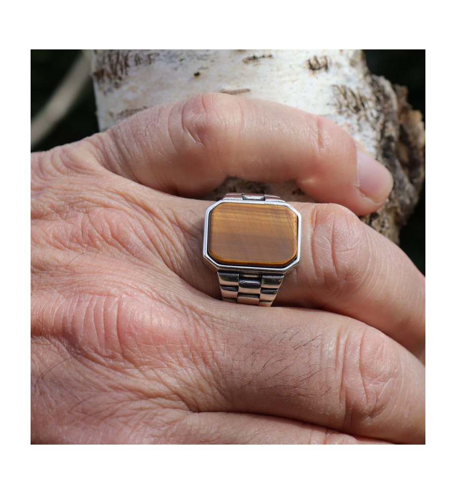 oeil de tigre bague homme