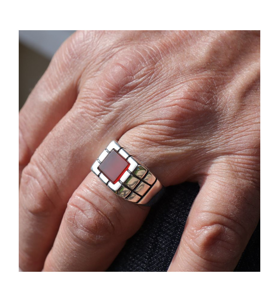 bague homme argent cornaline