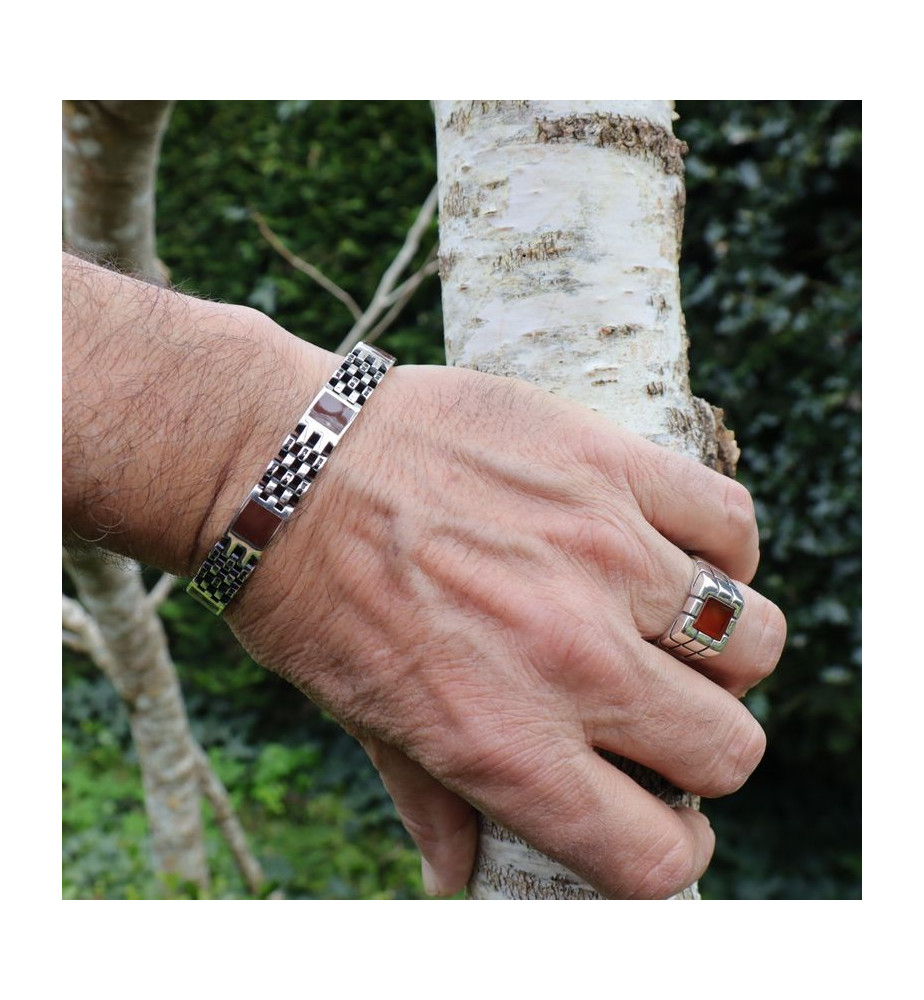 chevaliere homme cornaline