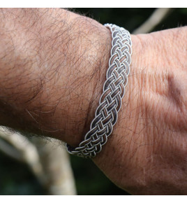 bracelet cuir et fil d'argent