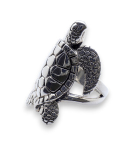 bague tortue argent