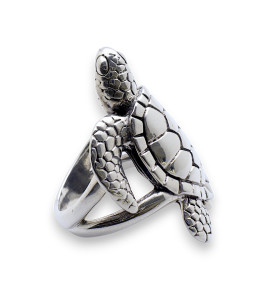 bague argent tortue homme