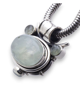pendentif argent et préhnite