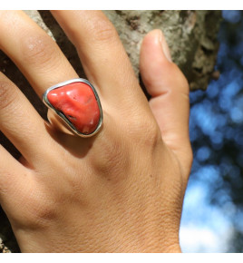 bague corail argent