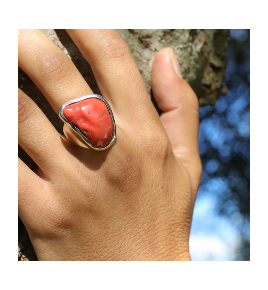 bague corail argent