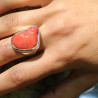 bague argent et corail rouge