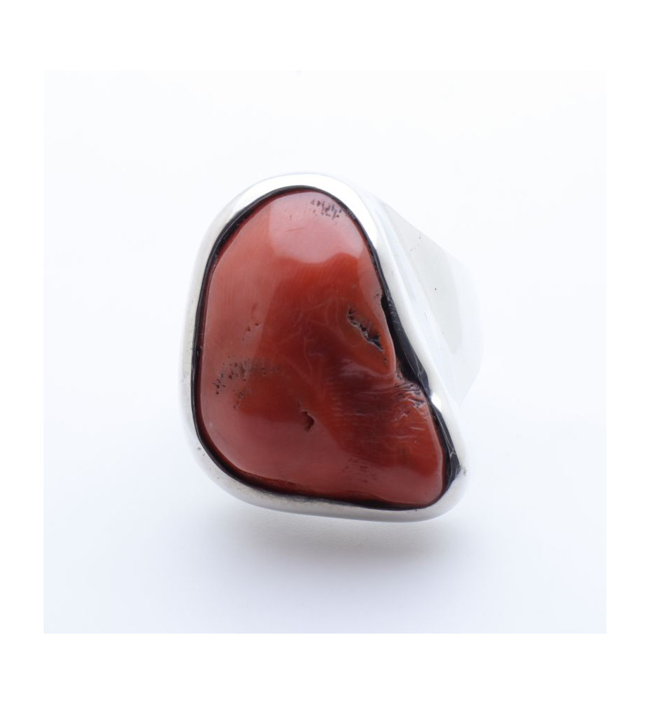 bague argent pierre rouge